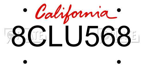 8CLU568 California License Plate
