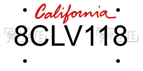 8CLV118 California License Plate