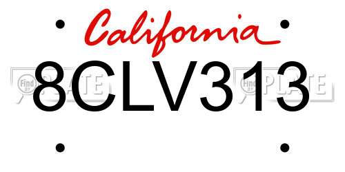 8CLV313 California License Plate