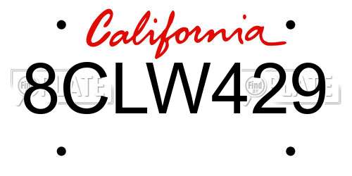 8CLW429 California License Plate