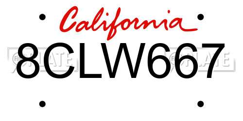 8CLW667 California License Plate