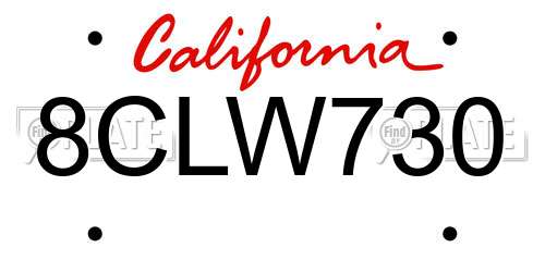 8CLW730 California License Plate