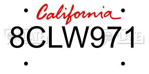 8CLW971 California License Plate