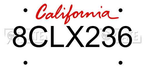 8CLX236 California License Plate