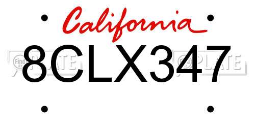 8CLX347 California License Plate