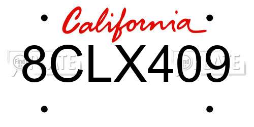 8CLX409 California License Plate