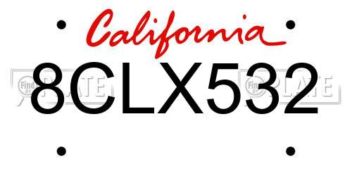 8CLX532 California License Plate