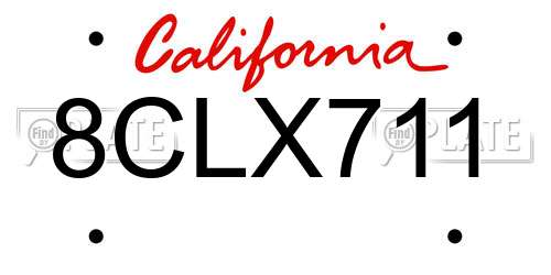 8CLX711 California License Plate