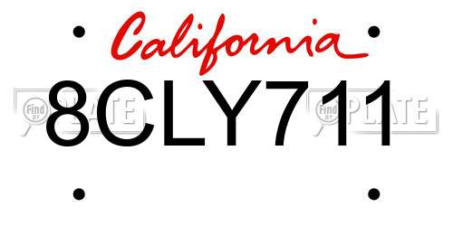 8CLY711 California License Plate