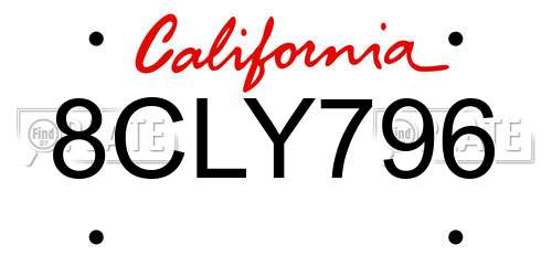 8CLY796 California License Plate