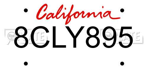 8CLY895 California License Plate