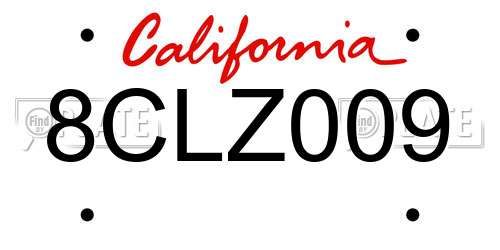 8CLZ009 California License Plate