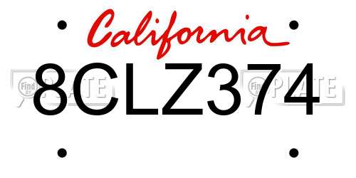 8CLZ374 California License Plate