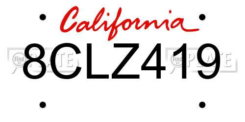 8CLZ419 California License Plate