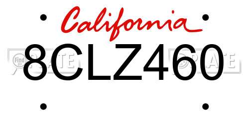 8CLZ460 California License Plate
