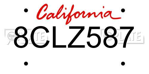 8CLZ587 California License Plate