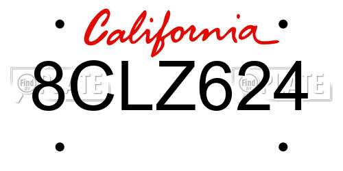 8CLZ624 California License Plate