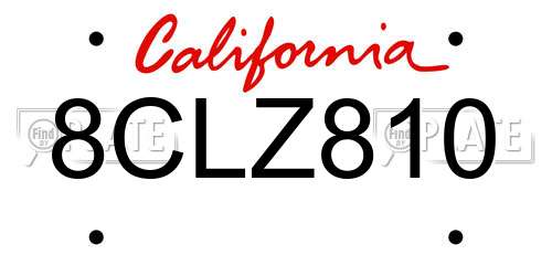 8CLZ810 California License Plate