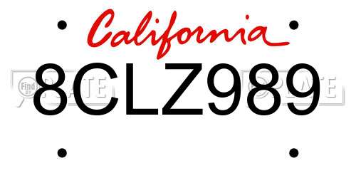 8CLZ989 California License Plate
