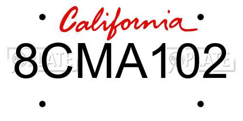 8CMA102 California License Plate