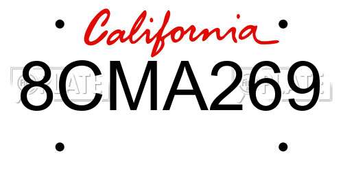 8CMA269 California License Plate
