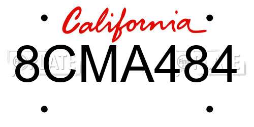 8CMA484 California License Plate