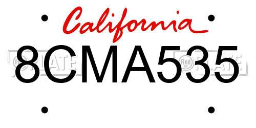8CMA535 California License Plate
