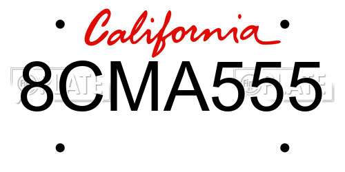 8CMA555 California License Plate