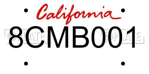 8CMB001 California License Plate