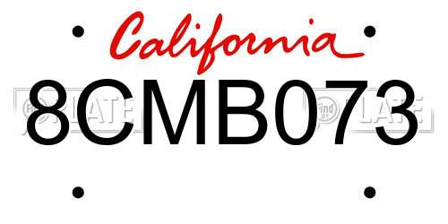8CMB073 California License Plate