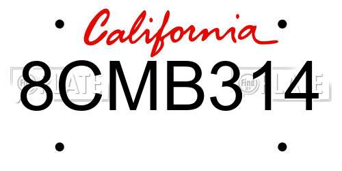 8CMB314 California License Plate