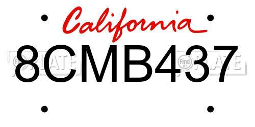 8CMB437 California License Plate
