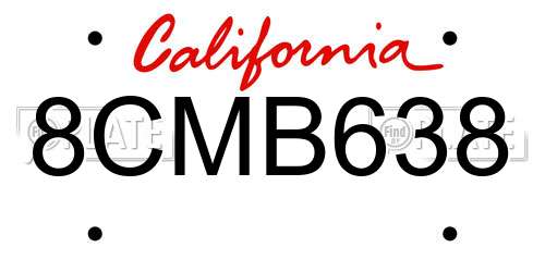 8CMB638 California License Plate