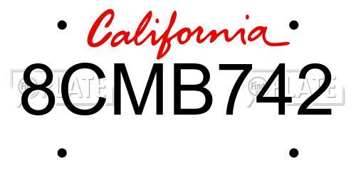 8CMB742 California License Plate