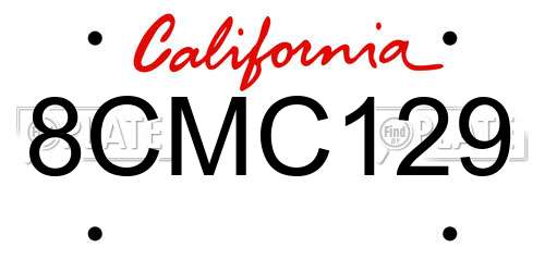 8CMC129 California License Plate