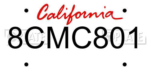 8CMC801 California License Plate