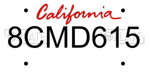 8CMD615 California License Plate