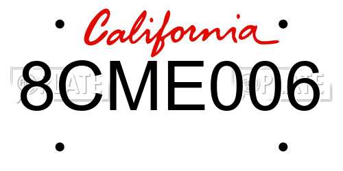 8CME006 California License Plate