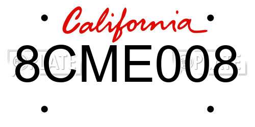 8CME008 California License Plate