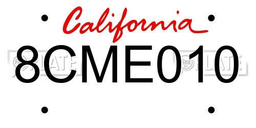 8CME010 California License Plate
