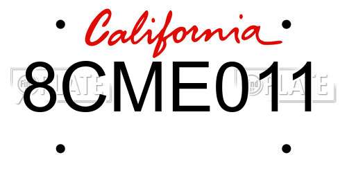 8CME011 California License Plate