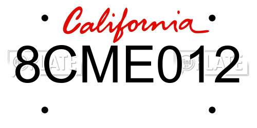 8CME012 California License Plate