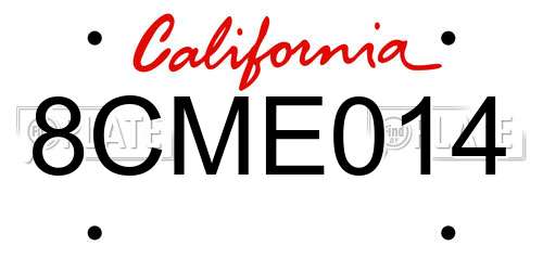 8CME014 California License Plate