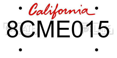 8CME015 California License Plate