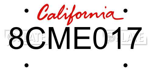 8CME017 California License Plate