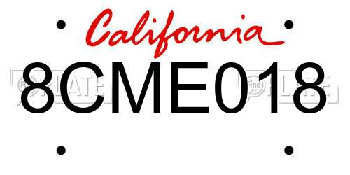 8CME018 California License Plate