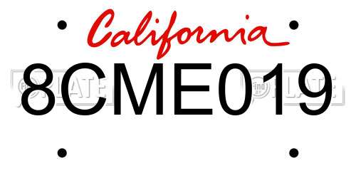 8CME019 California License Plate