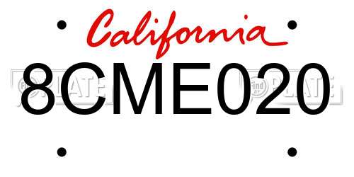 8CME020 California License Plate