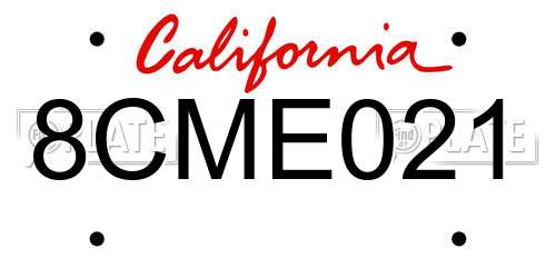 8CME021 California License Plate