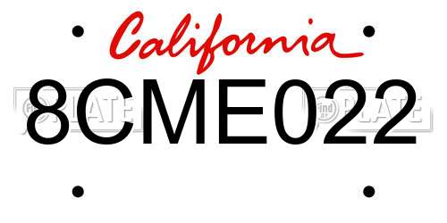 8CME022 California License Plate